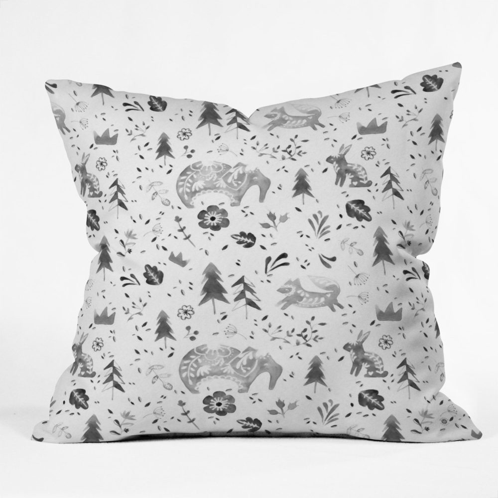 Folky Forest Throw Pillow