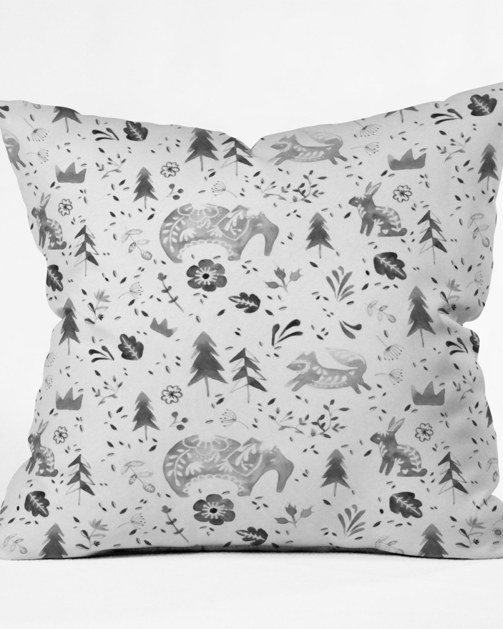 Folky Forest Throw Pillow