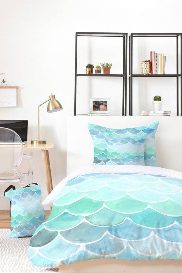 Mermaid Scales Bed In A Bag Watercolor Bedding Set