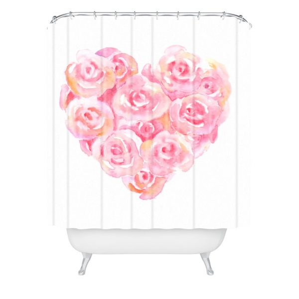 Rose Heart Woven Shower Curtain Wonder Forest Rose Heart Woven Shower Curtain