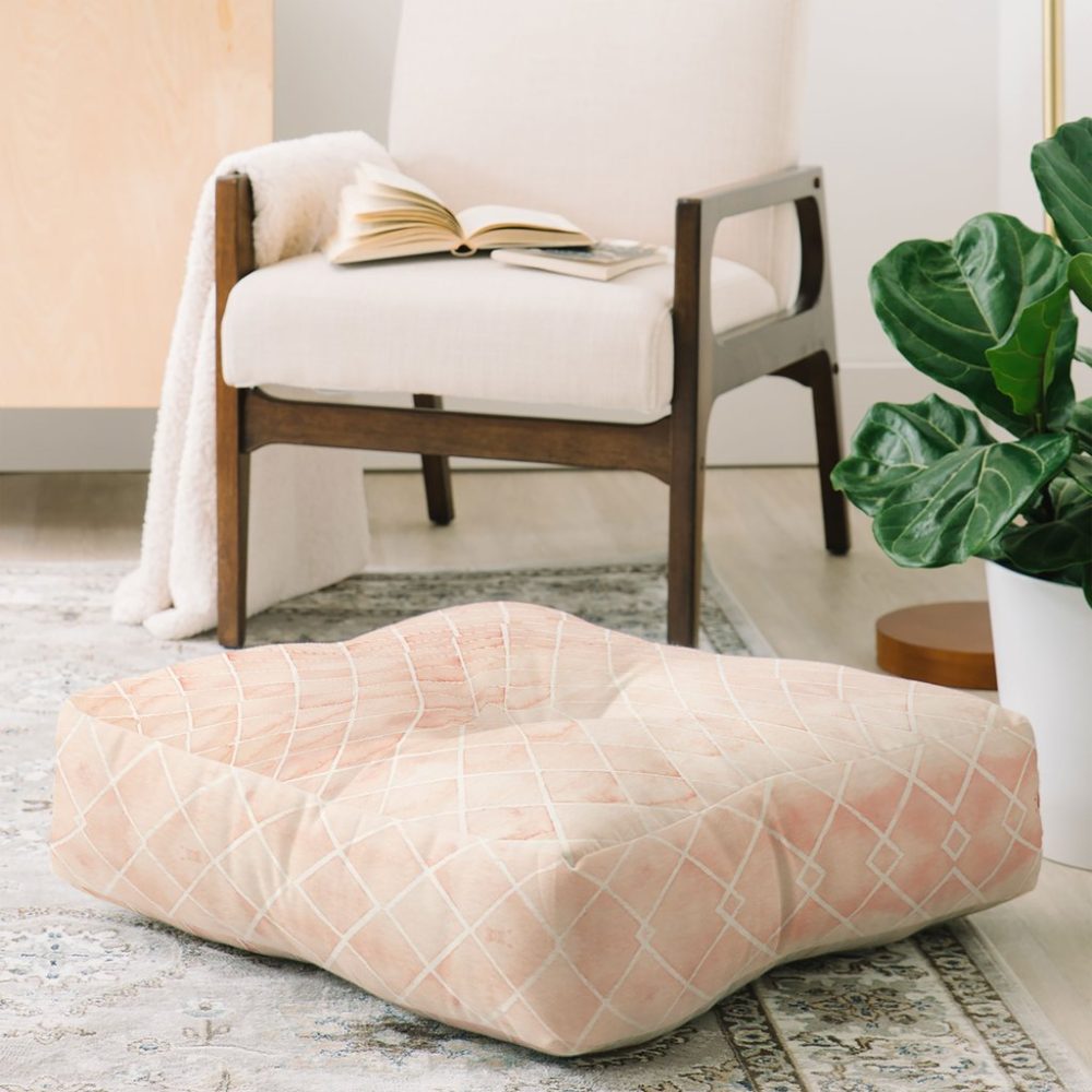 Diamond Watercolor Grid Floor Pillow by Wonder Forest