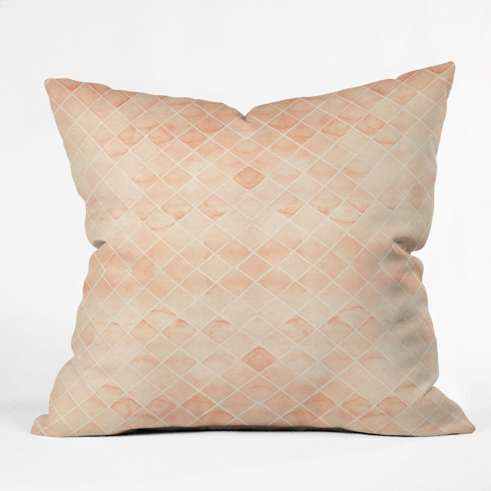 Diamond Watercolor Grid Throw Pillow by Wonder Forest