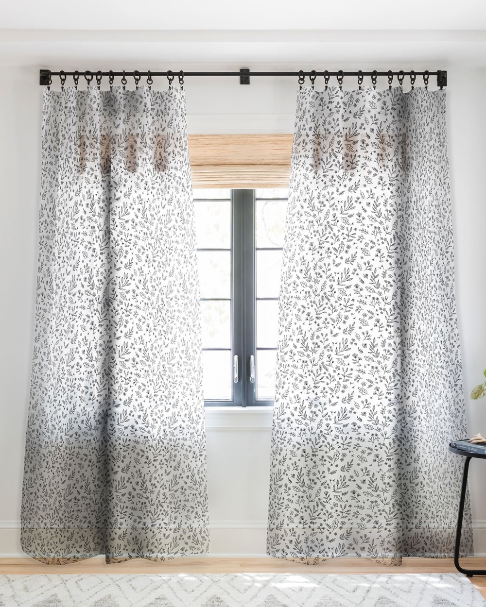 Floral Sketches Curtain Panel by Wonder Forest