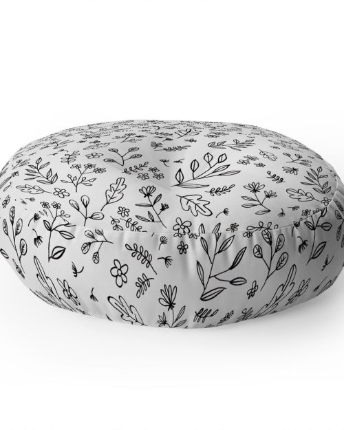 Floral Sketches Floor Pillow by Wonder Forest