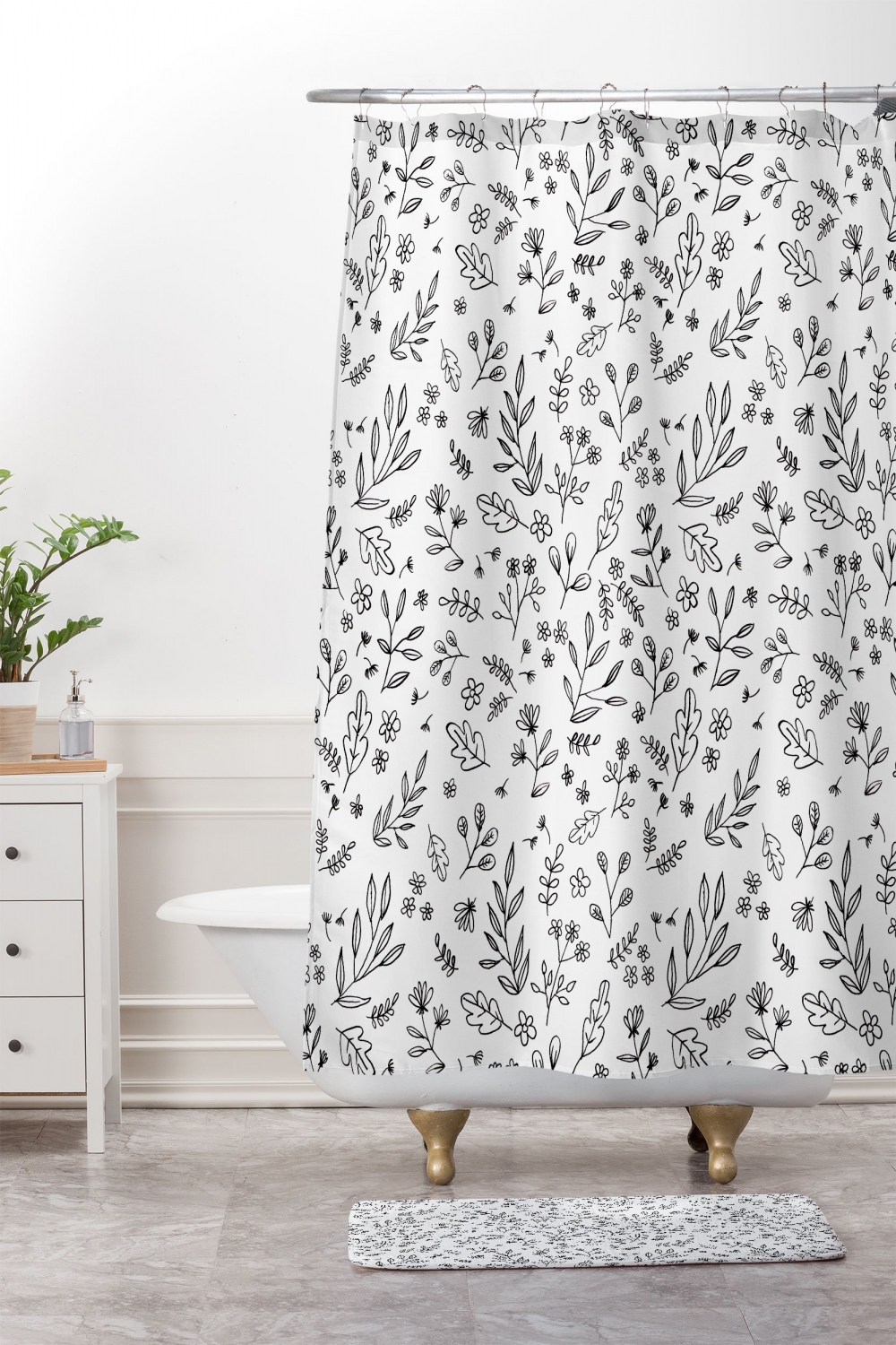 Floral Sketches Shower Curtain by Wonder Forest