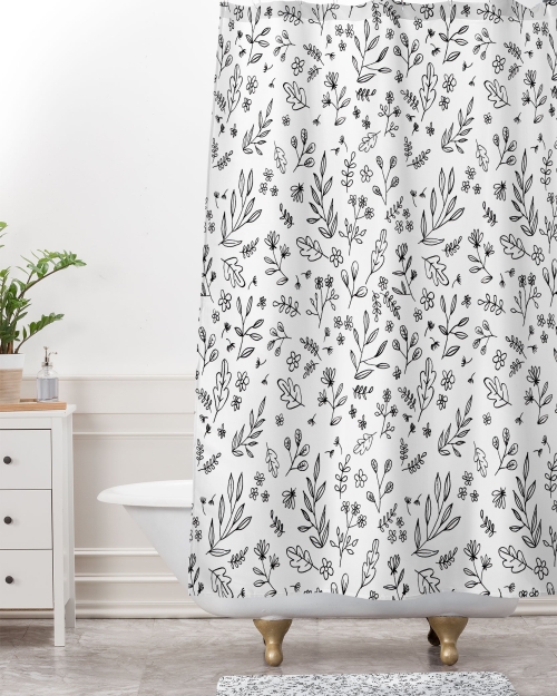 Floral Sketches Shower Curtain by Wonder Forest