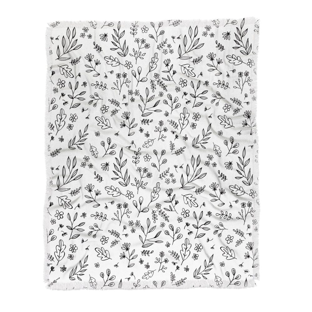 Floral Sketches Woven Throw Blanket by Wonder Forest