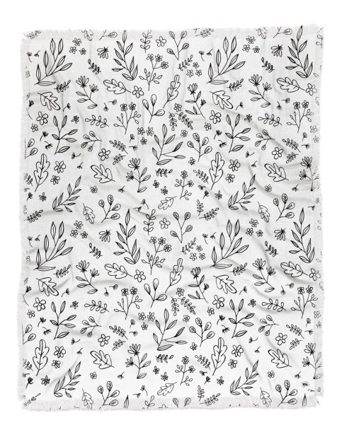 Floral Sketches Woven Throw Blanket by Wonder Forest