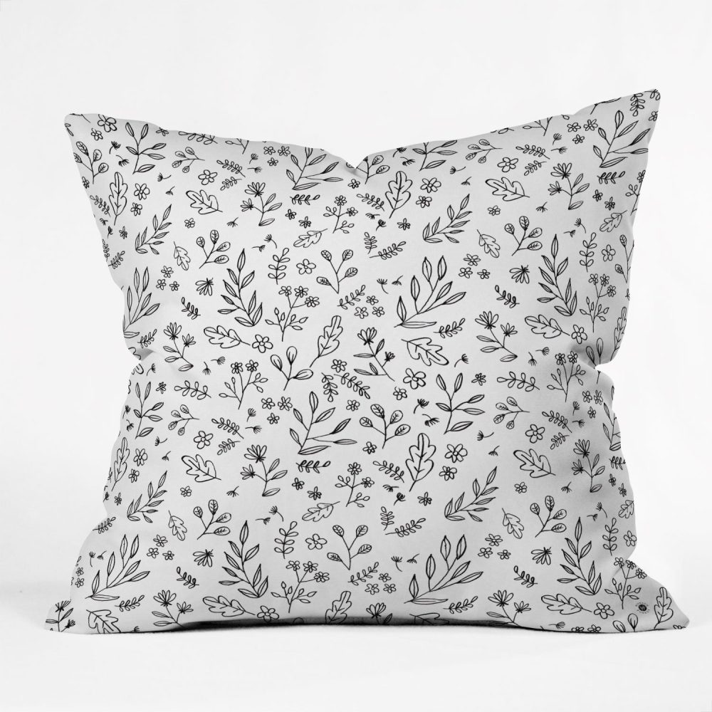 Floral Sketches Throw Pillow by Wonder Forest