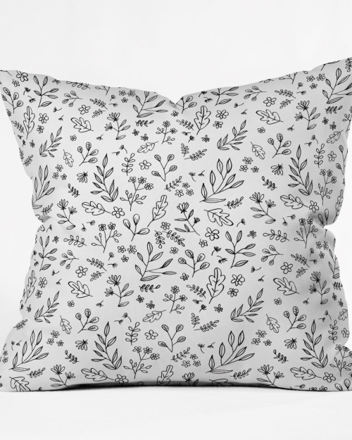 Floral Sketches Throw Pillow by Wonder Forest