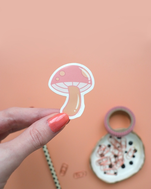 pink mushroom sticker